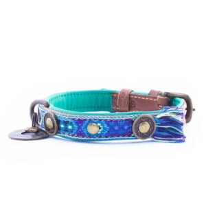 Hippe hondenhalsband blauw bohojuan 2 cm