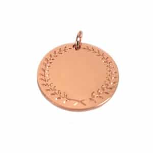Gegraveerde hondenpenning krans roségoud
