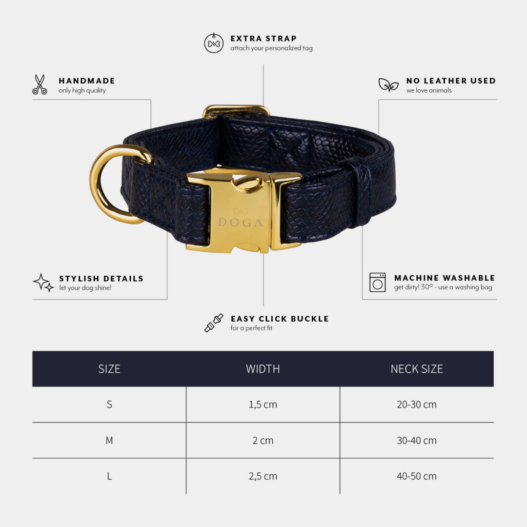 halsband hond blauw met goud
