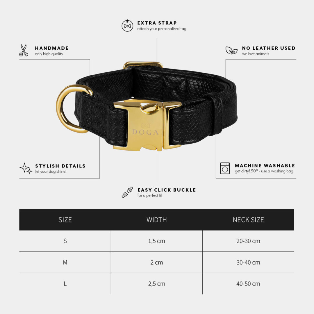 halsband hond zwart met goud