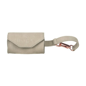Suede leren poepzakhouder Steengrijs met rosegoud DOGA
