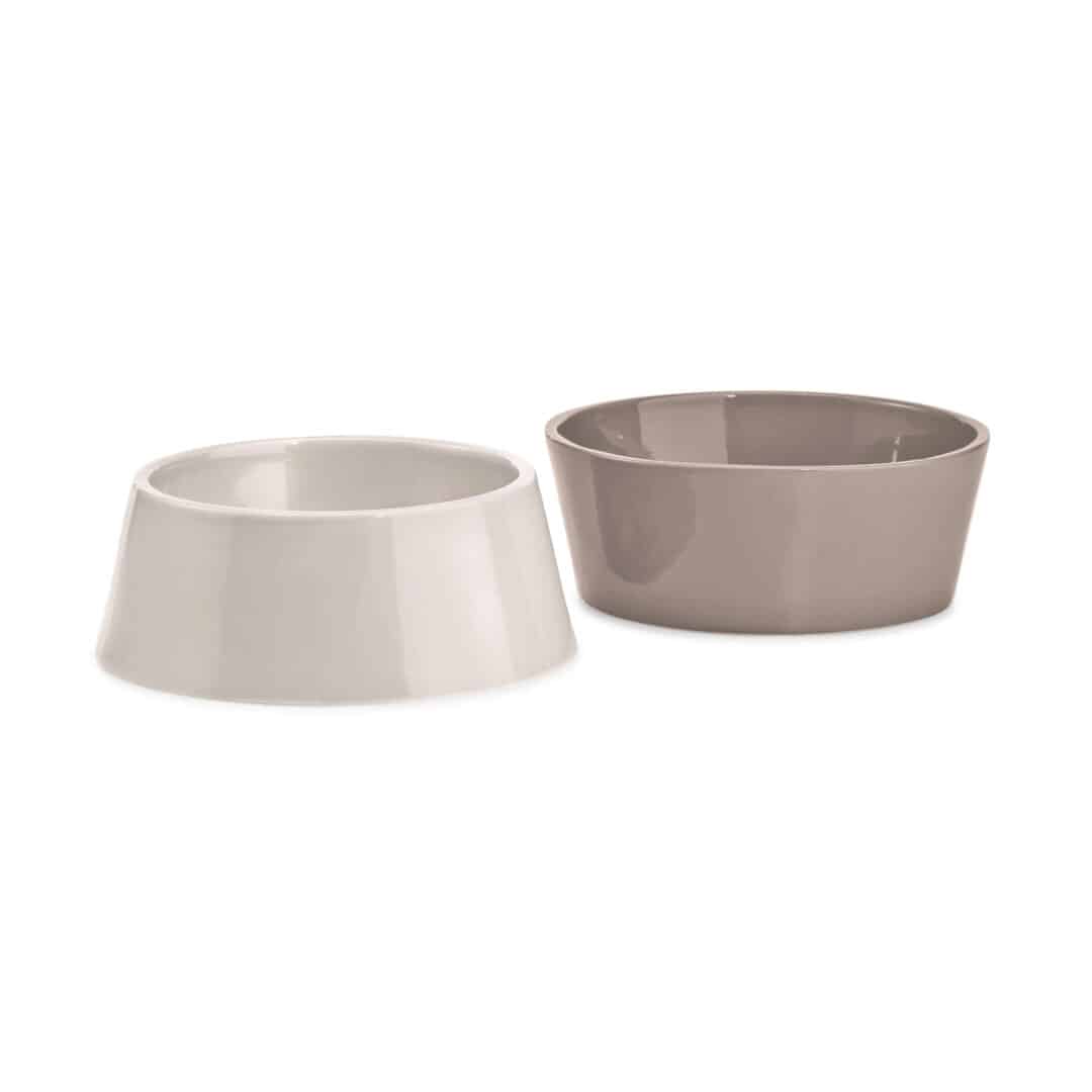 Beige hondenvoerbak set doppio taupe