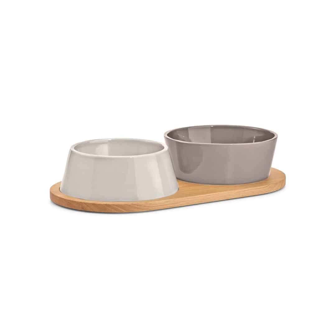 Luxe hondenvoerbak set doppio taupe