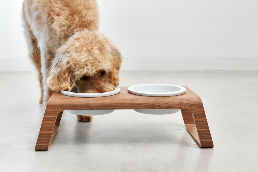 Scandinavische hondenvoerbak Desco Walnut