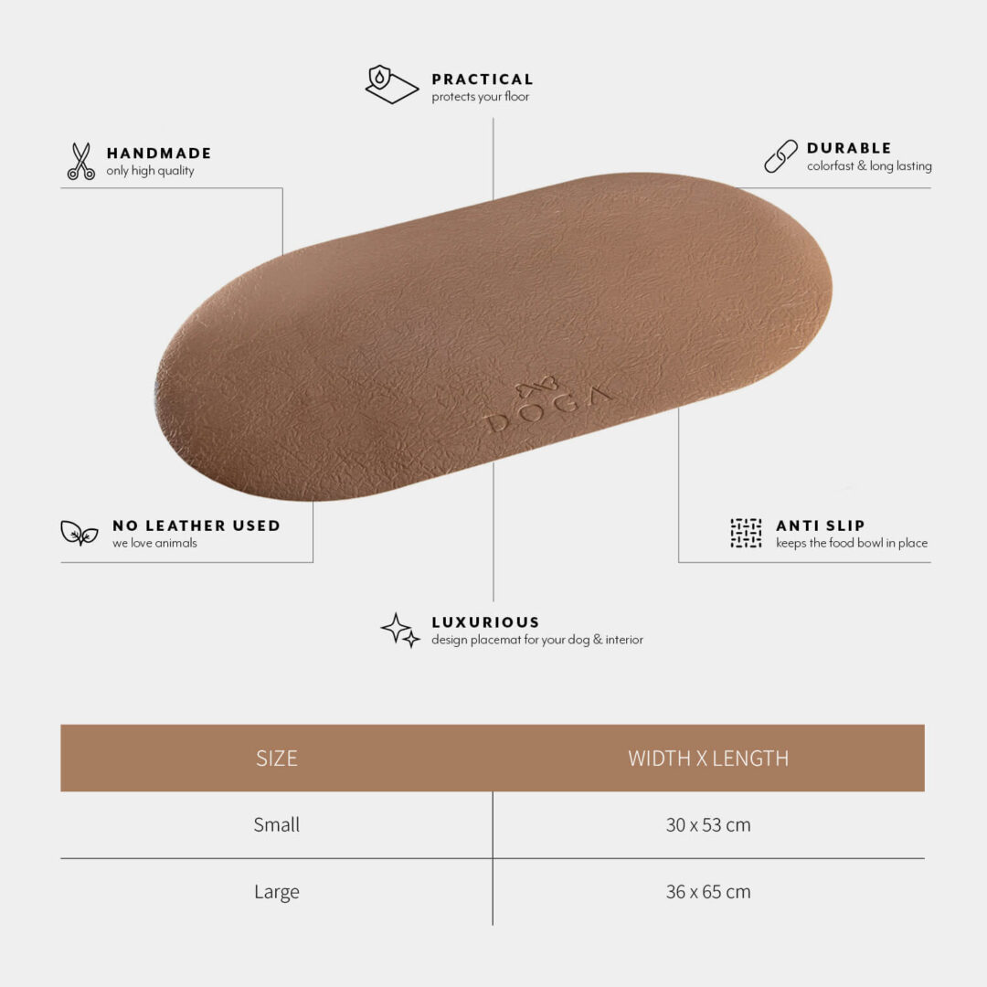 Placemat brons maattabel
