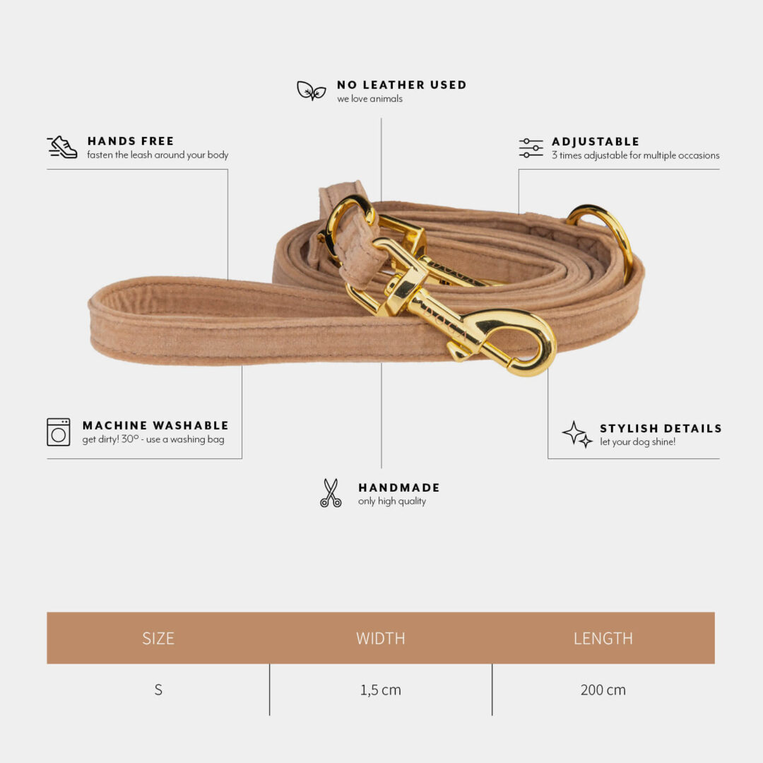 Soft hondenriem camel