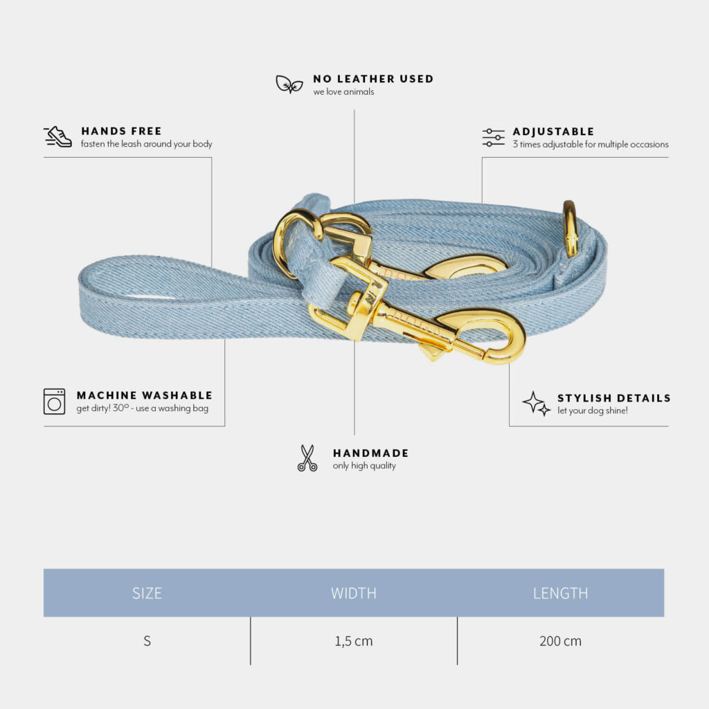 Soft hondenriem denim maattabel